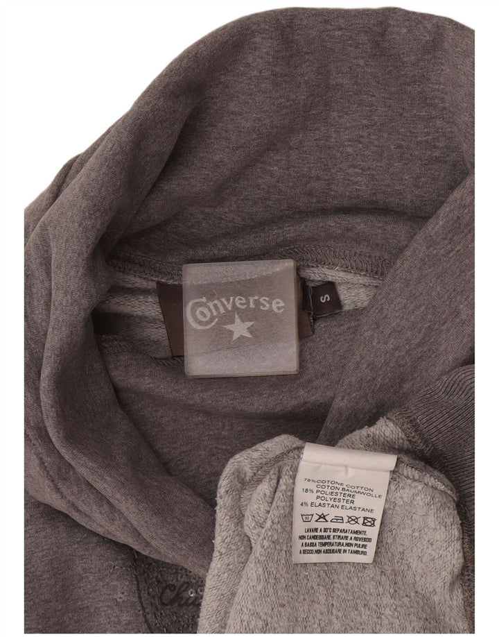 Converse - Sudadera gráfica para mujer, talla 10, algodón moteado gris pequeño