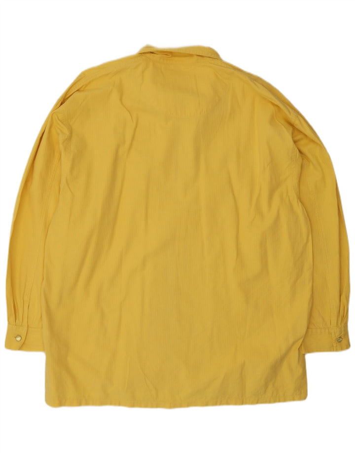 Vintage hombres camisa con cremallera completa tamaño 38/40 algodón amarillo medio