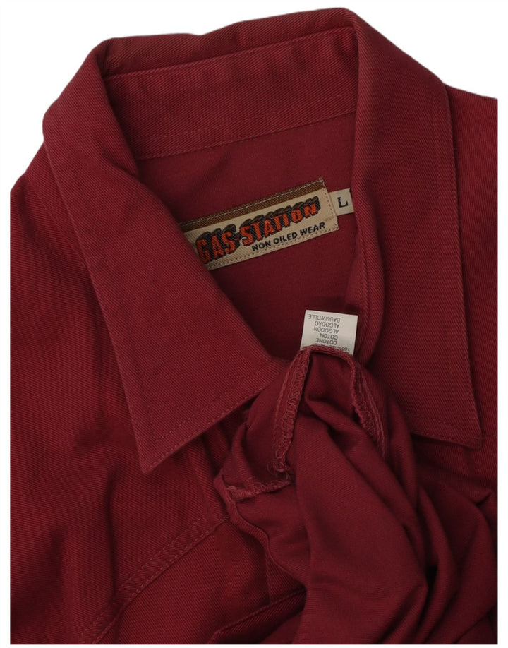 Camisa vintage para hombre de algodón burdeos grande