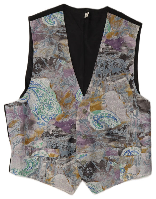 VINTAGE Chaleco de Mujer Reino Unido 24 4XL Poliéster Paisley Multicolor