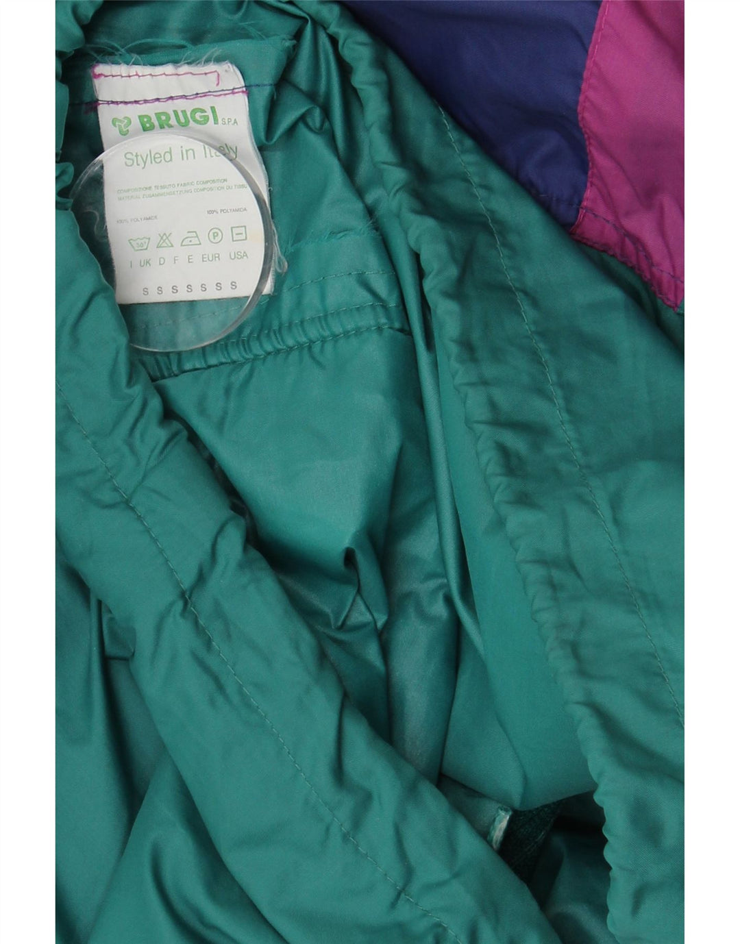 Brugi Chaqueta impermeable holgada para hombre ES 36 Small Verde Colorblock Poliamida