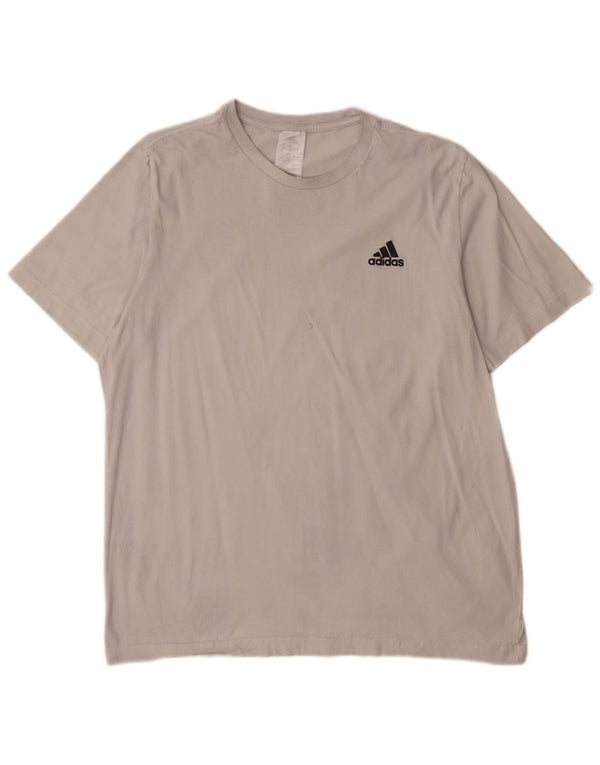Adidas - Camiseta para hombre, talla grande, algodón blanco