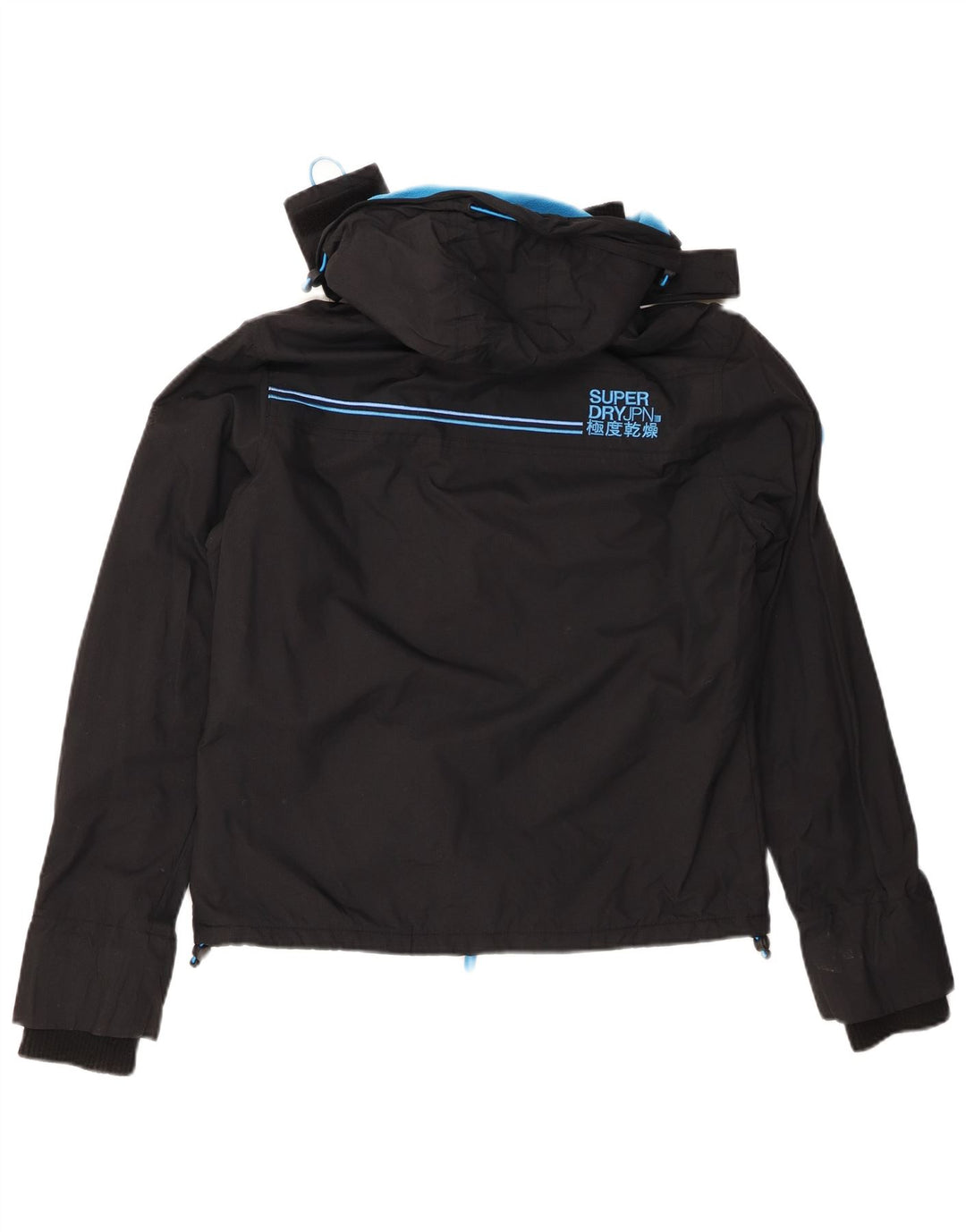 SUPERDRY Chaqueta cortavientos con capucha para mujer UK 40 Medium Black Nylon