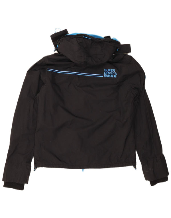 SUPERDRY Chaqueta cortavientos con capucha para mujer UK 40 Medium Black Nylon
