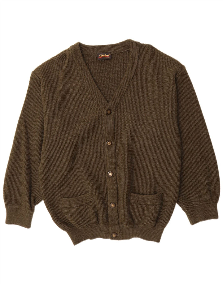 Vintage hombres Cardigan suéter IT 50 medio caqui nueva lana