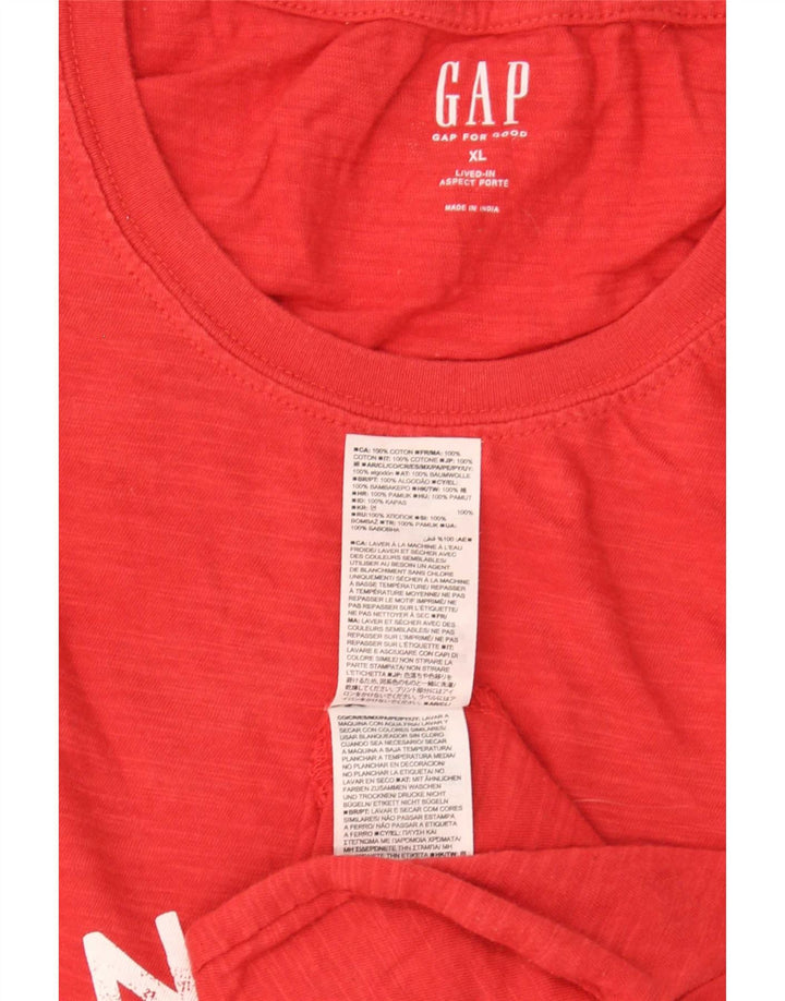 Gap Hombre Camiseta Gráfica Top XL Algodón Rojo