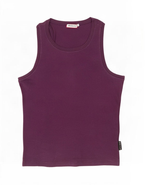Max & Co. Top sin mangas ajustado para mujer UK 42 Algodón morado mediano