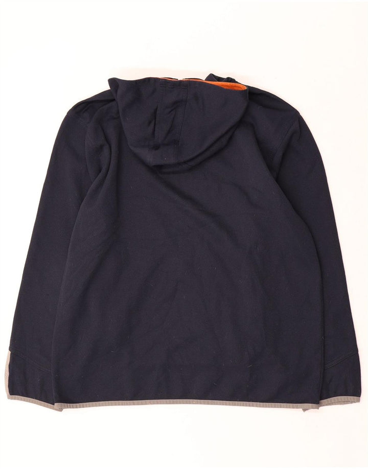 Adidas Hombre Zip Neck Sudadera Con Capucha Jersey Medio Azul Marino Poliéster