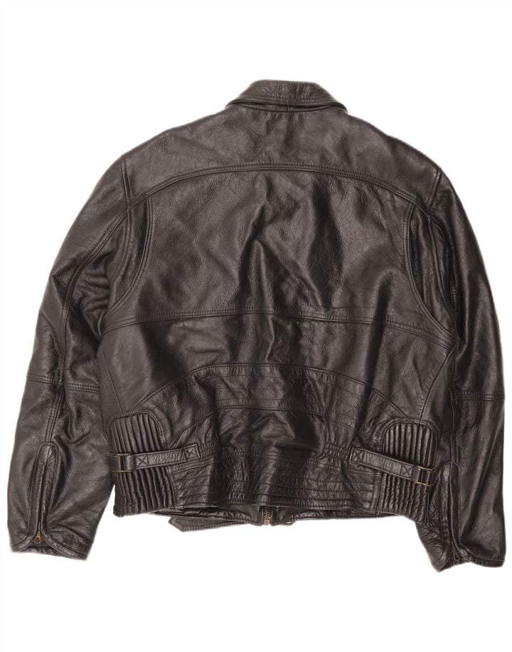 Vintage hombres chaqueta de cuero Reino Unido 38 medio negro