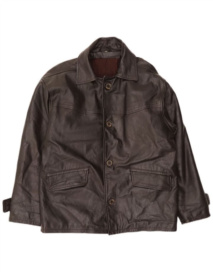 Chaqueta de cuero vintage para hombre EU 52 XL cuero marrón