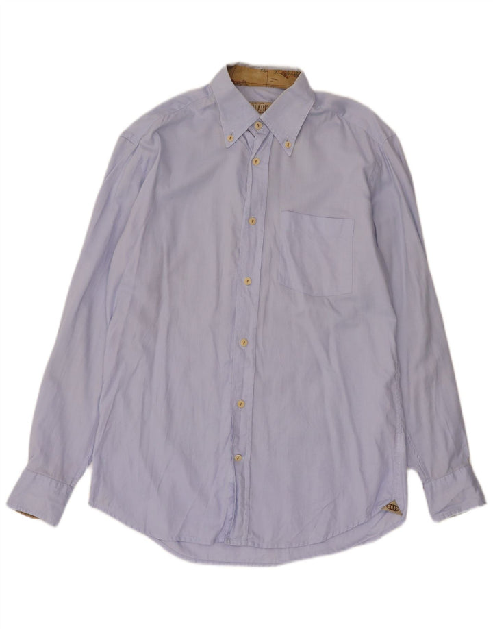 ALVIERO MARTINI Camisa Hombre Talla 39 15 1/2 Algodón Azul Medio