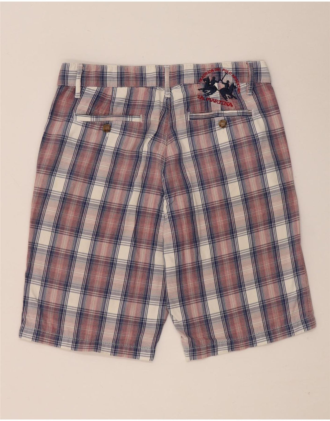 La Martina Mens Chino Shorts W31 Medium Red Check Cotton