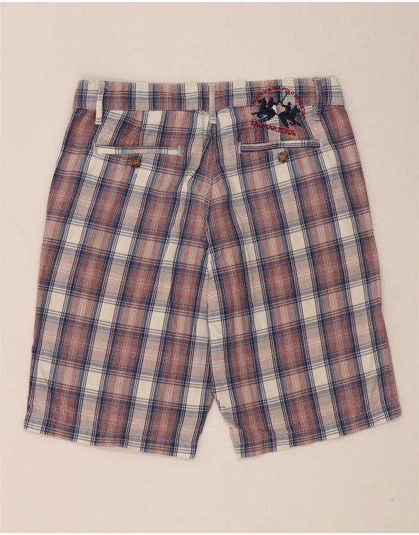 La Martina Mens Chino Shorts W31 Medium Red Check Cotton