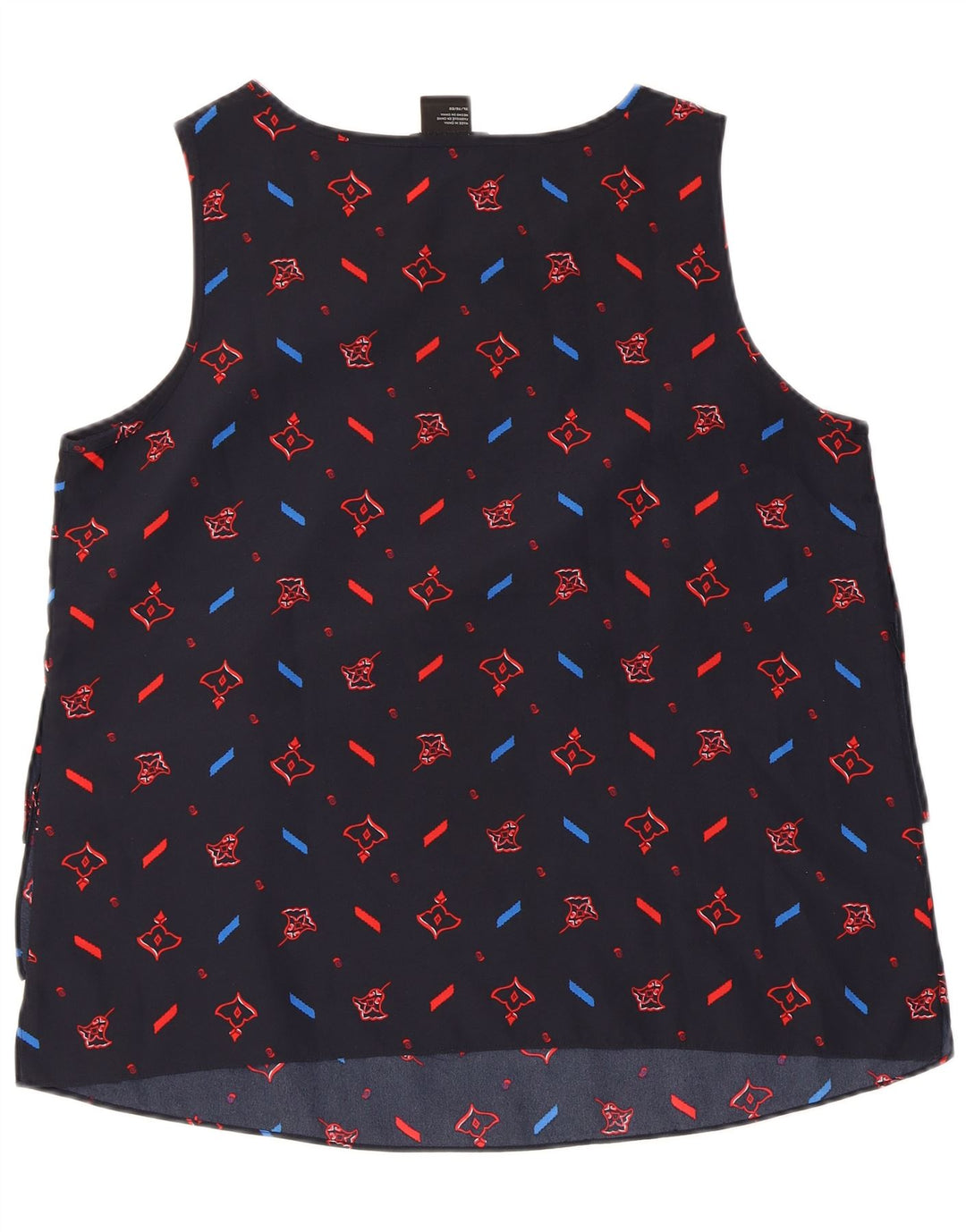 ARMANI EXCHANGE Womens Sleeveless Blouse Top UK 18 XL Navy Blue Geometric