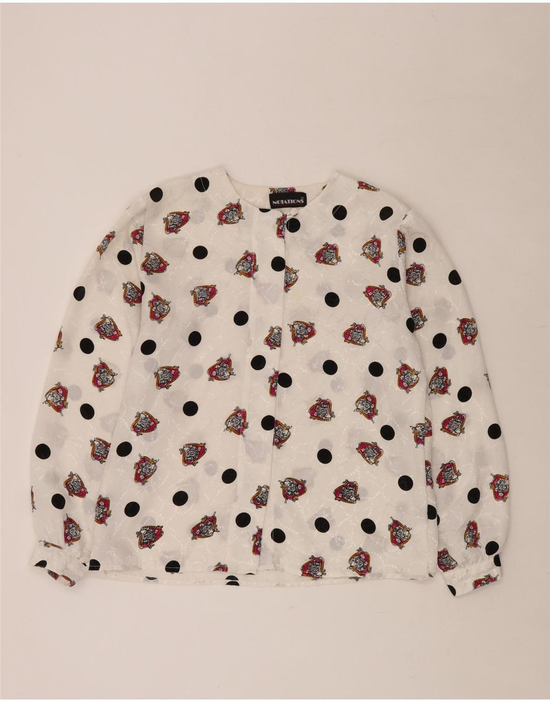 NOTACIONES Blusa camisera con estampado abstracto para mujer UK 46 Poliéster blanco grande