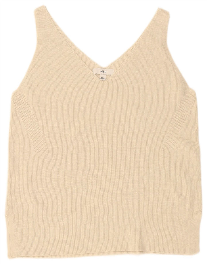 Marks & Spencer Camiseta sin mangas para mujer UK 46 Grande Algodón beige
