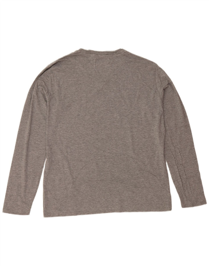 REPLAY Top gráfico para hombre de manga larga de algodón gris grande