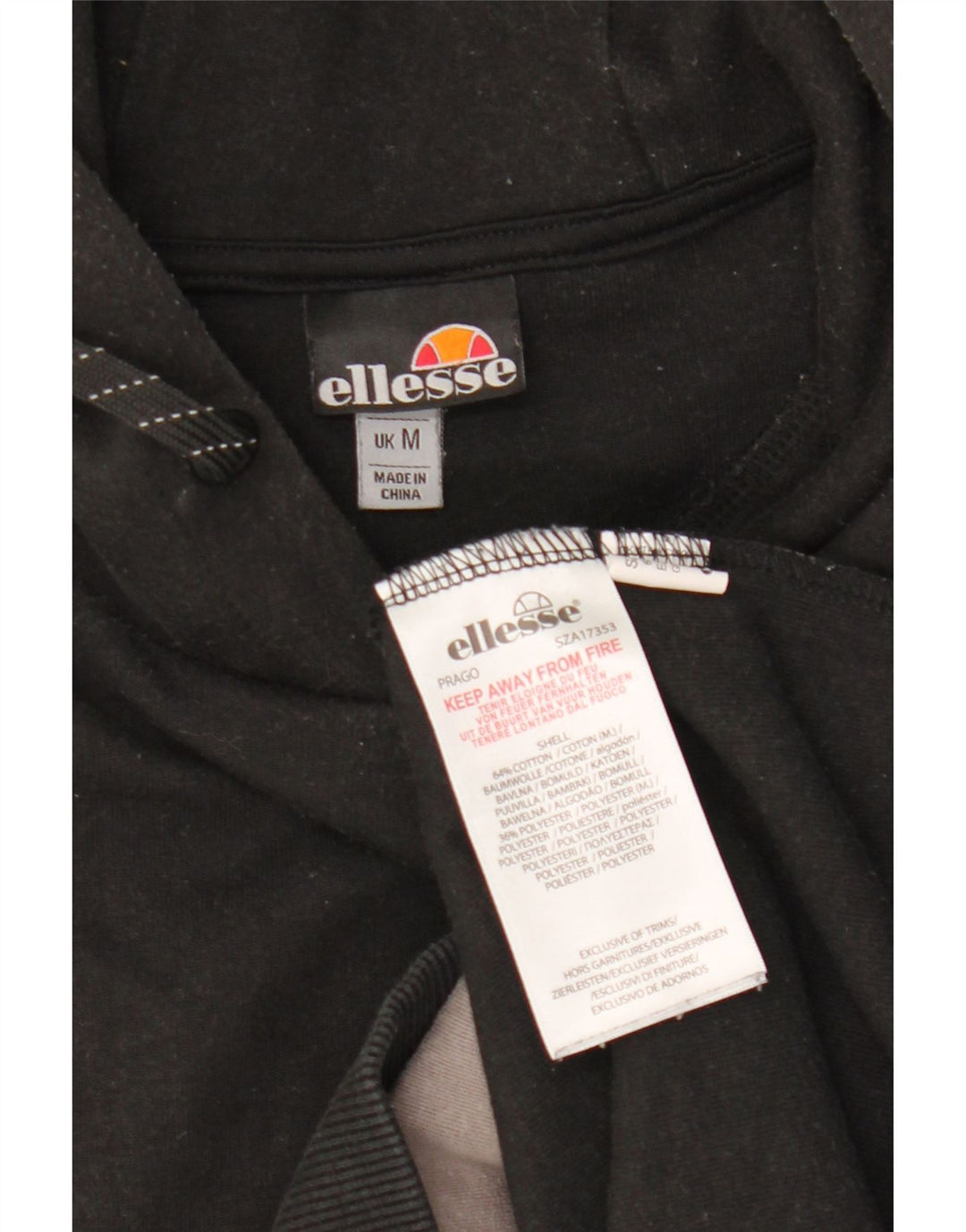 Ellesse Hombre Sudadera Con Capucha Jersey De Algodón Color Block Mediano Negro