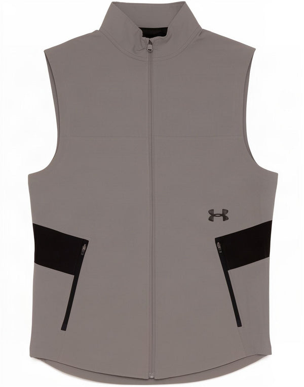 Under Armour Chaqueta de chándal sin mangas para hombre, color gris pequeño, color block