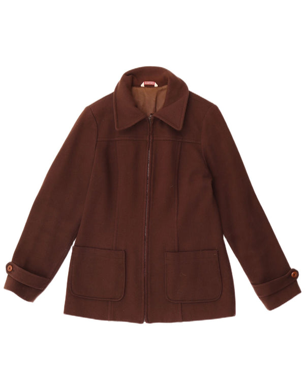 Stefanel Chaqueta Bomber para Mujer UK 46 Grande Lana Marrón