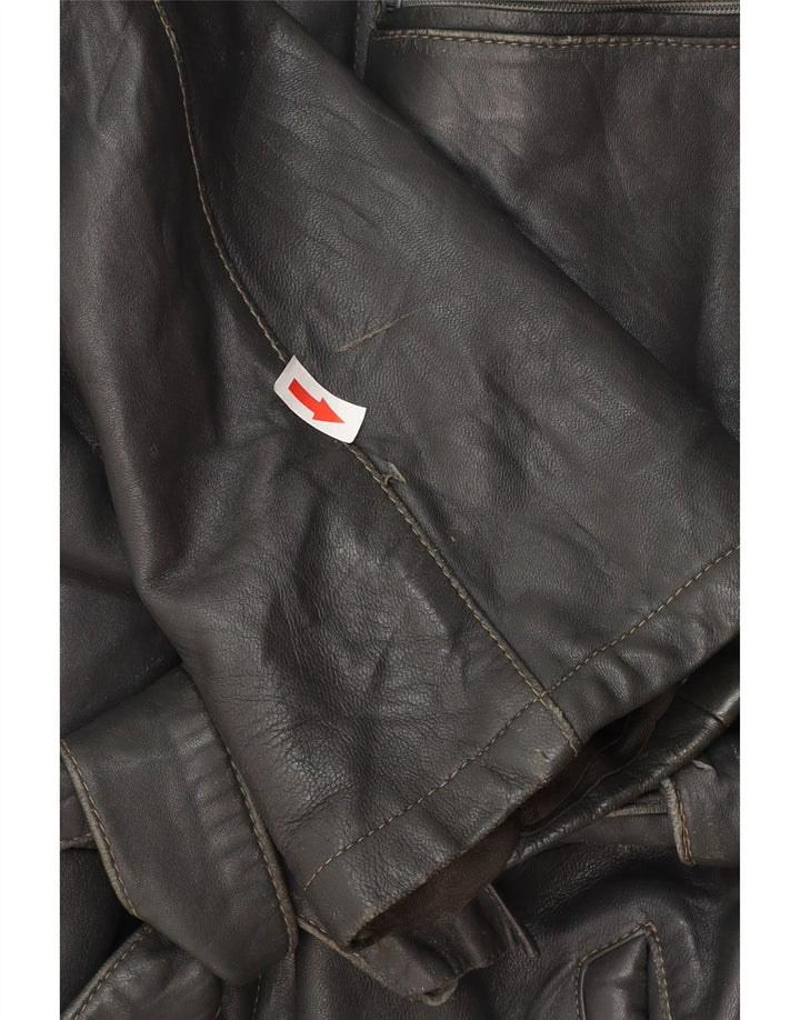 Chaqueta de cuero vintage para hombre IT 50 cuero negro grande