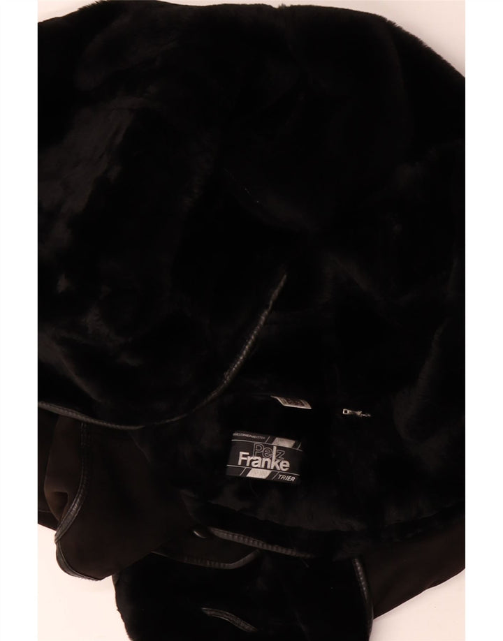 VINTAGE Mujer Shearling Abrigo Reino Unido 14 Cuero Marrón Grande