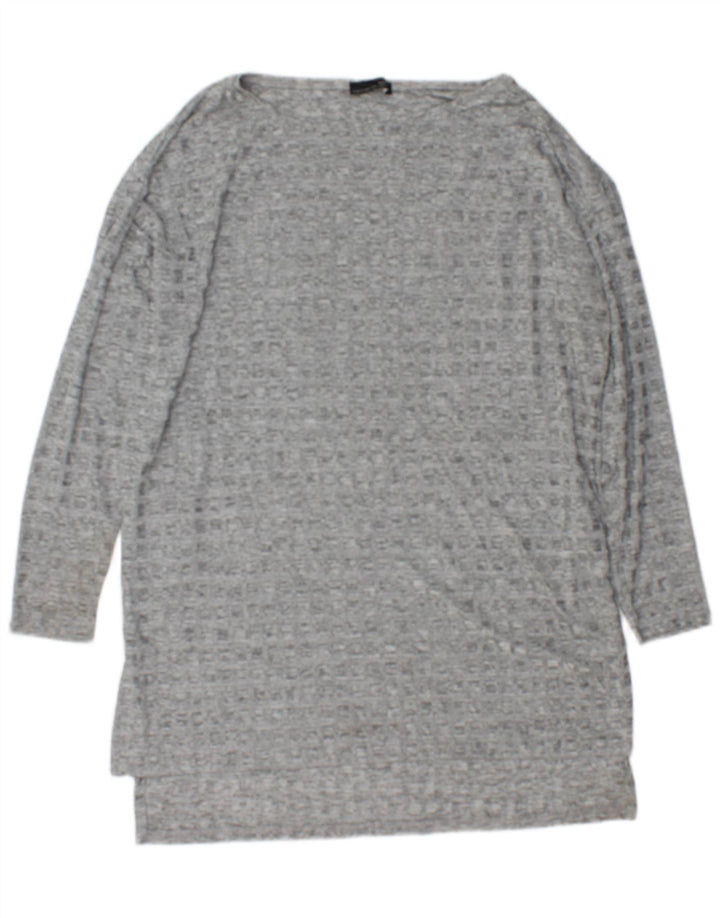 Zara Top tipo túnica de manga larga para mujer UK 46 Poliéster moteado gris grande