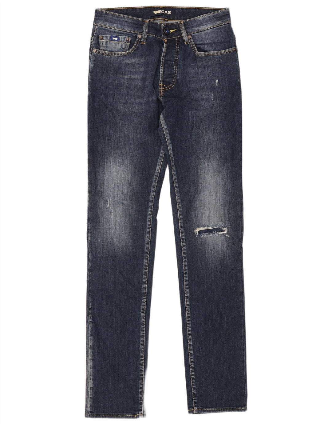 GAS Vaqueros ajustados desgastados Anders para hombre W30 L34 Algodón azul marino