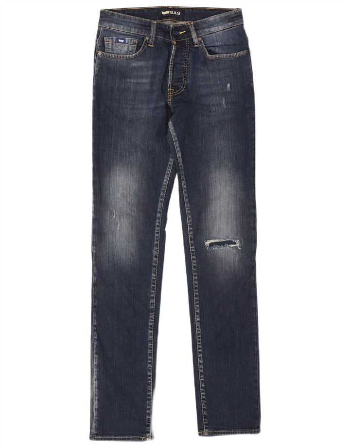 GAS Vaqueros ajustados desgastados Anders para hombre W30 L34 Algodón azul marino