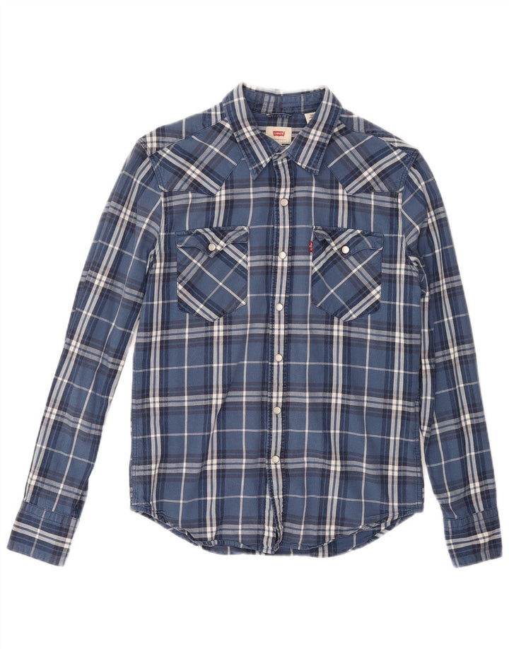 LEVI'S Mens Shirt Small Navy Blue Check Cotton