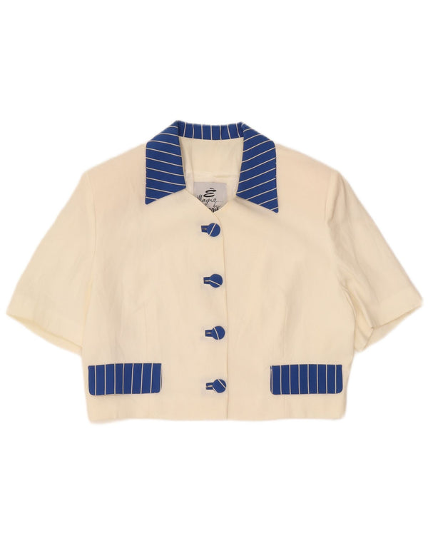 ANTICOLI Top corto para mujer IT 48 XL Viscosa color block blanco roto