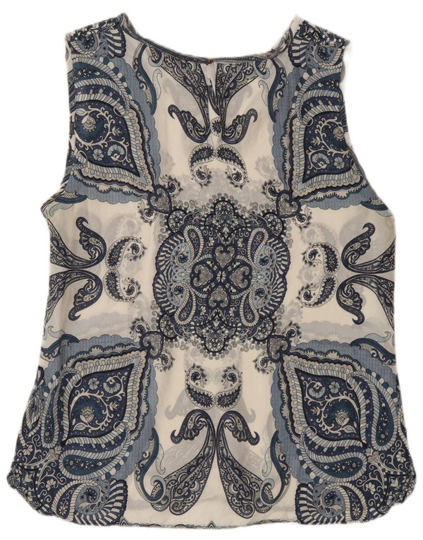 Massimo Dutti Blusa Sin Mangas Mujer UK 44 Medium Azul Marino Paisley