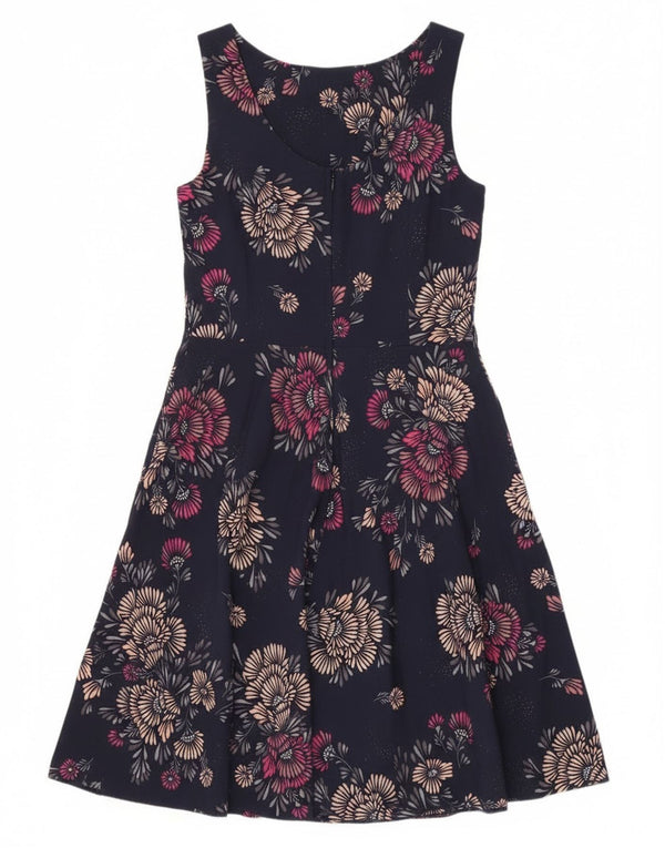 Apricot Womens Sleeveless A-Line Dress UK 8 Small Navy Blue Floral Viscose