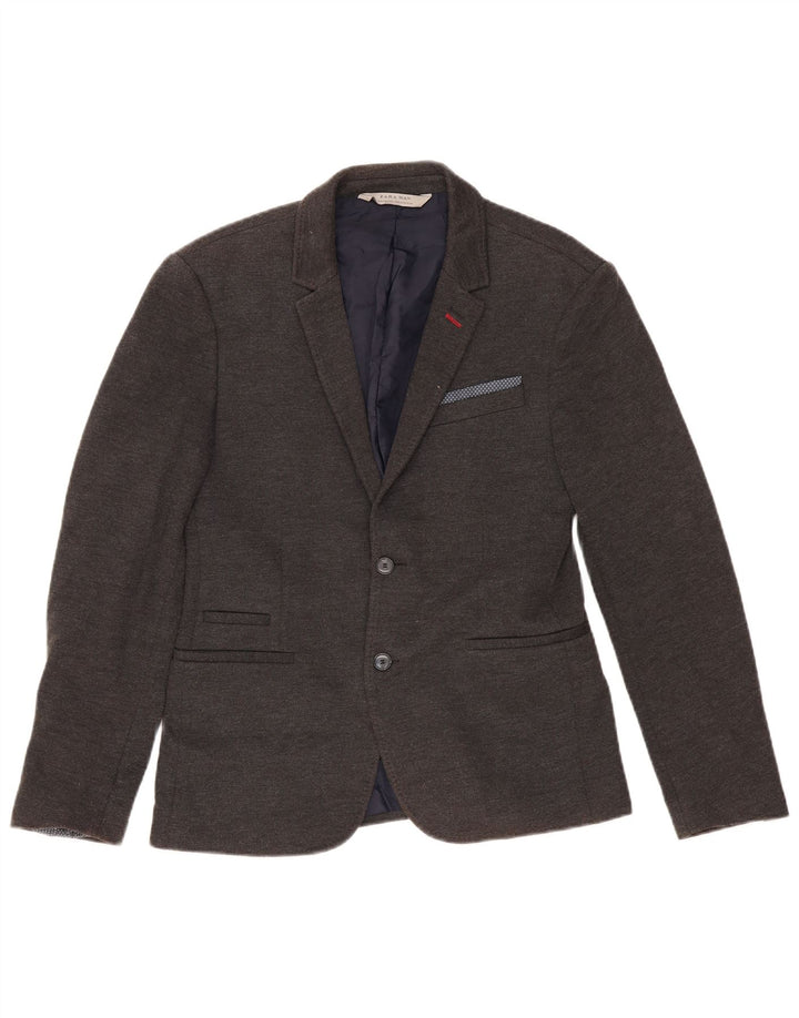 Zara Chaqueta tipo blazer de 2 botones para hombre EU 48 Poliéster gris medio