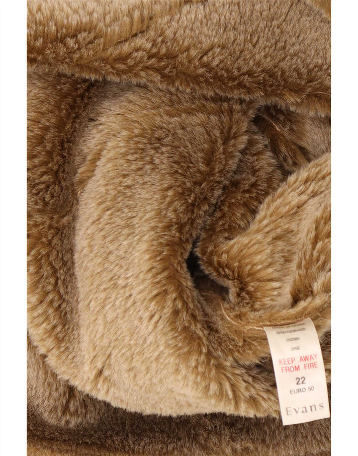 Chaqueta Sherpa abierta Essence para mujer UK 22 3XL Marrón Poliéster