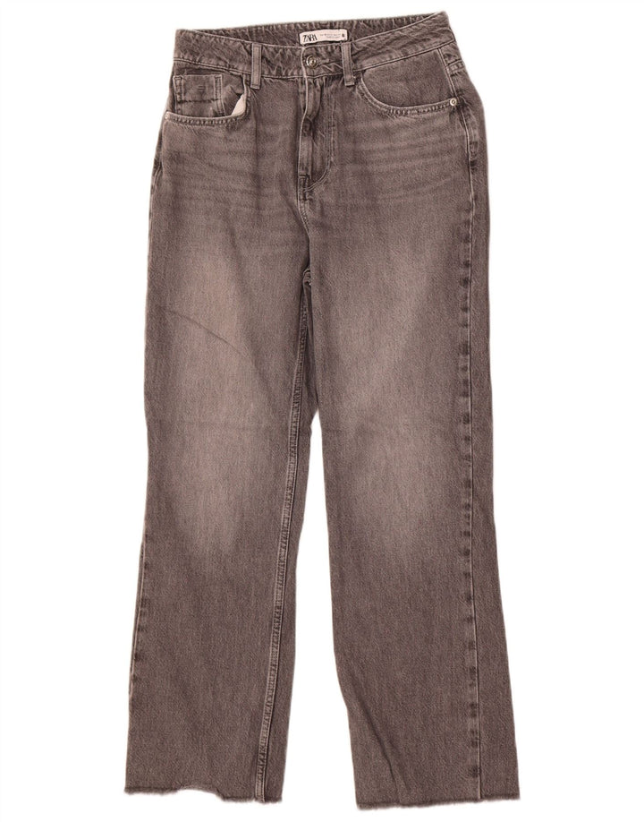 Zara Jeans Rectos Para Mujer EU 38 Small W28 L27 Algodón Gris