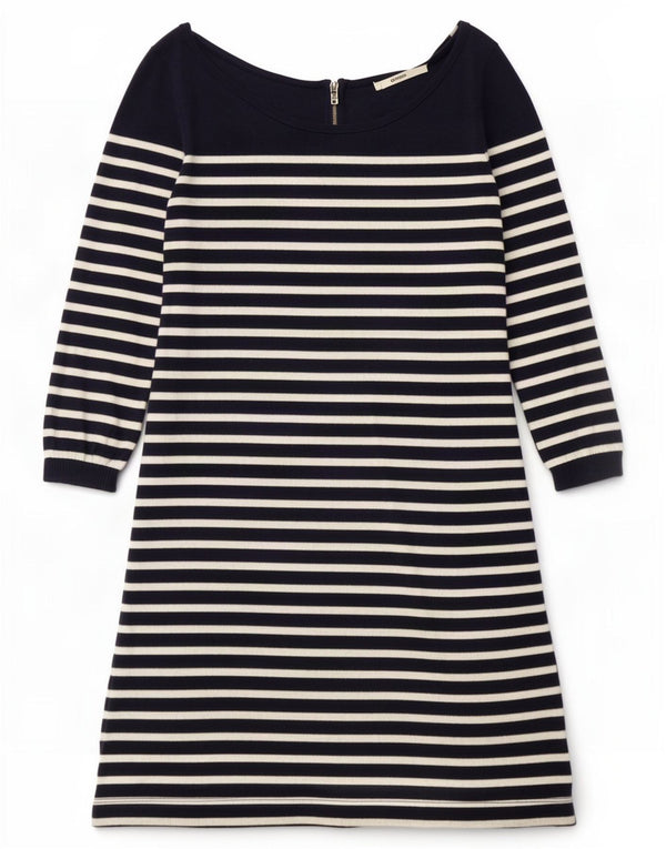 Oasis Vestido acampanado con hombros descubiertos para mujer UK 40 Pequeño Algodón a rayas azul marino