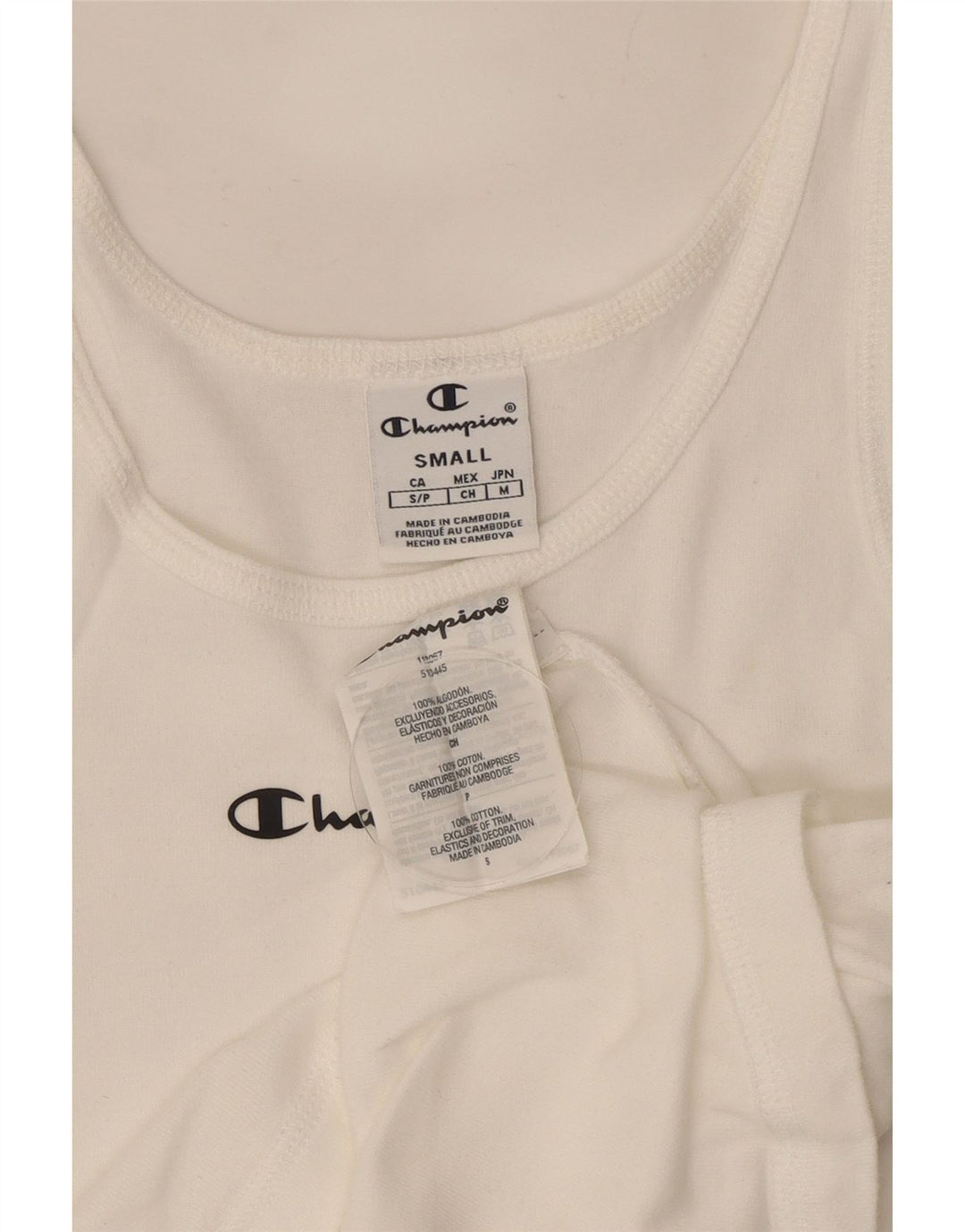 Champion Camiseta sin mangas para mujer UK 8 Small White Cotton