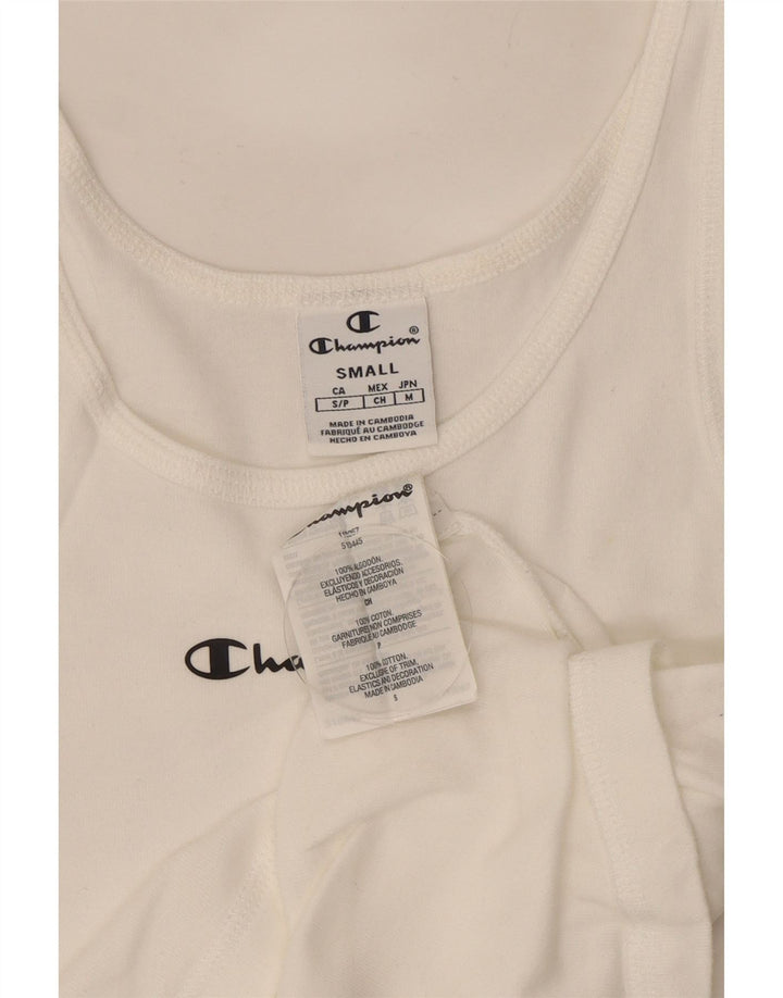 Champion Camiseta sin mangas para mujer UK 8 Small White Cotton