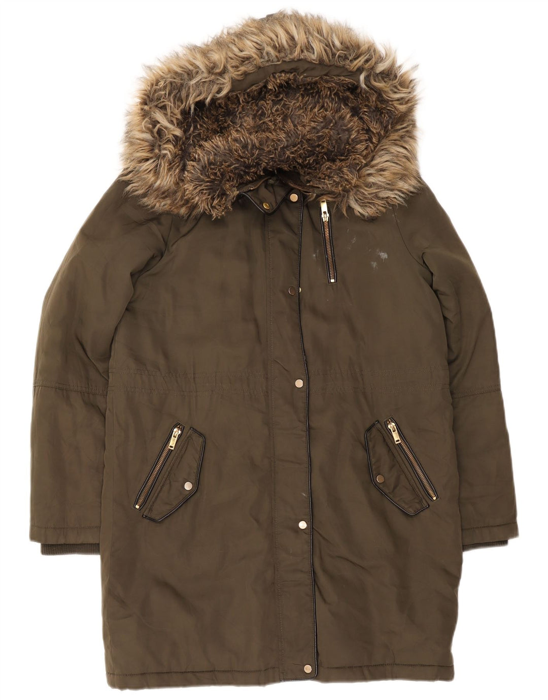 Parka con capucha Oasis para mujer UK 40 Poliéster caqui medio