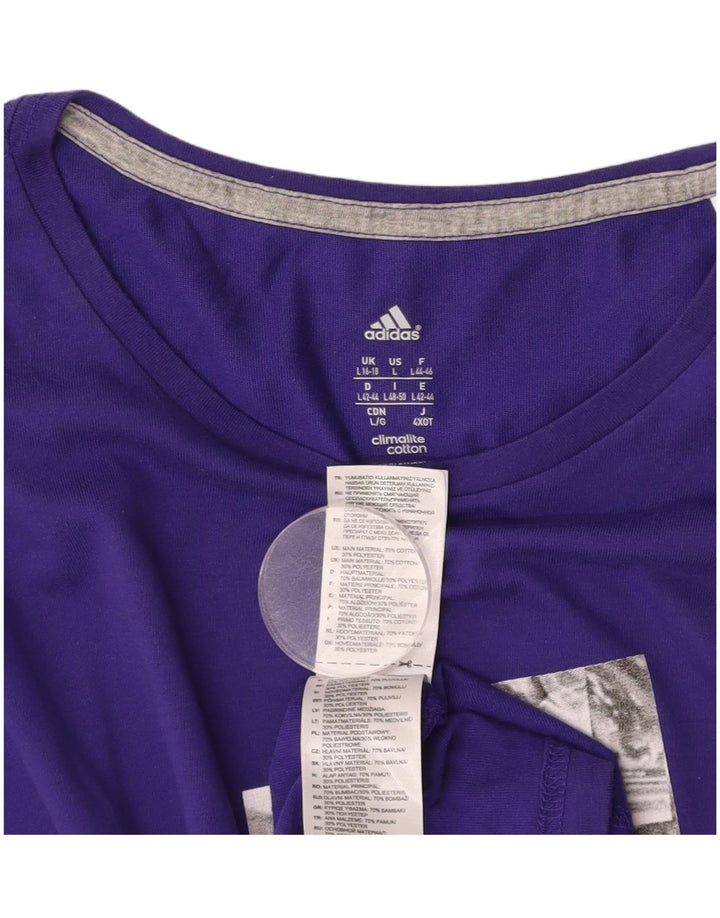 ADIDAS Mujer Climalite Graphic Camiseta Top UK 40/40 Grande Algodón Púrpura