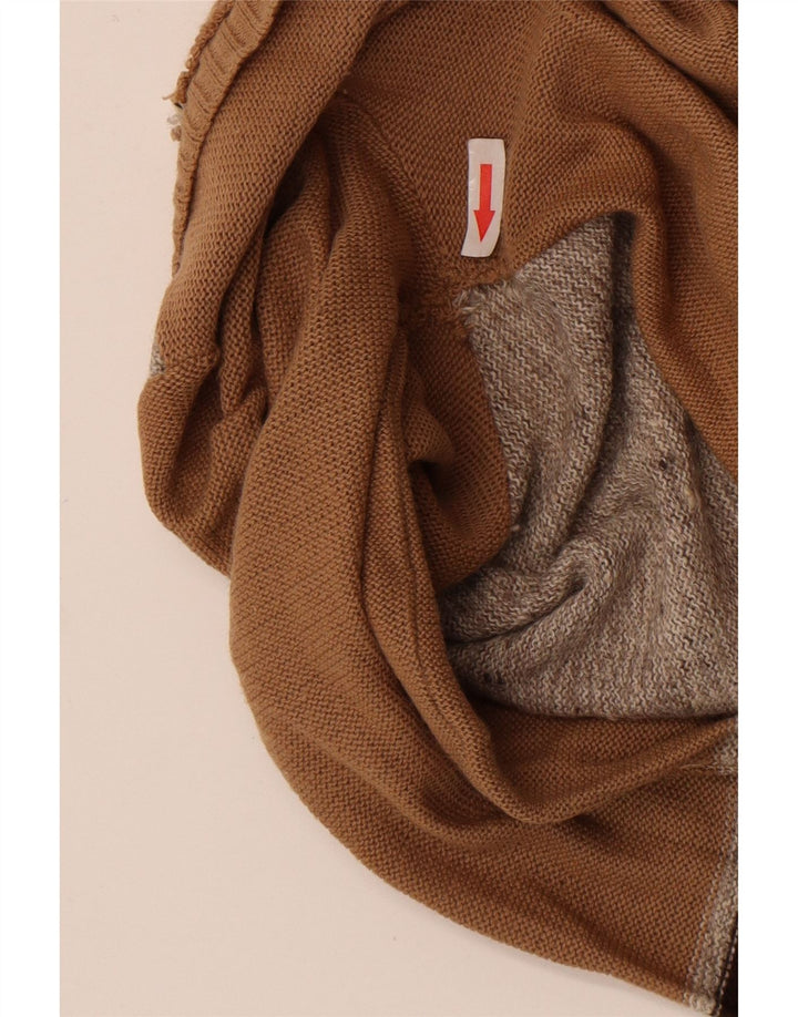 Vintage mujer crop V-cuello jumper suéter IT 44 marrón medio rayas
