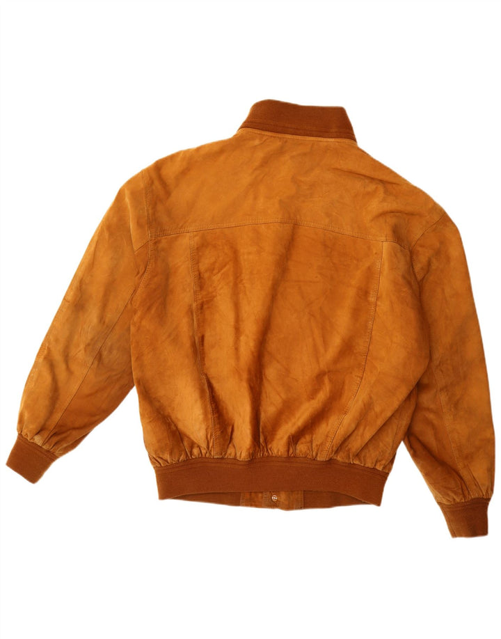 Vintage hombres ante bomber chaqueta EU 52 XL cuero beige