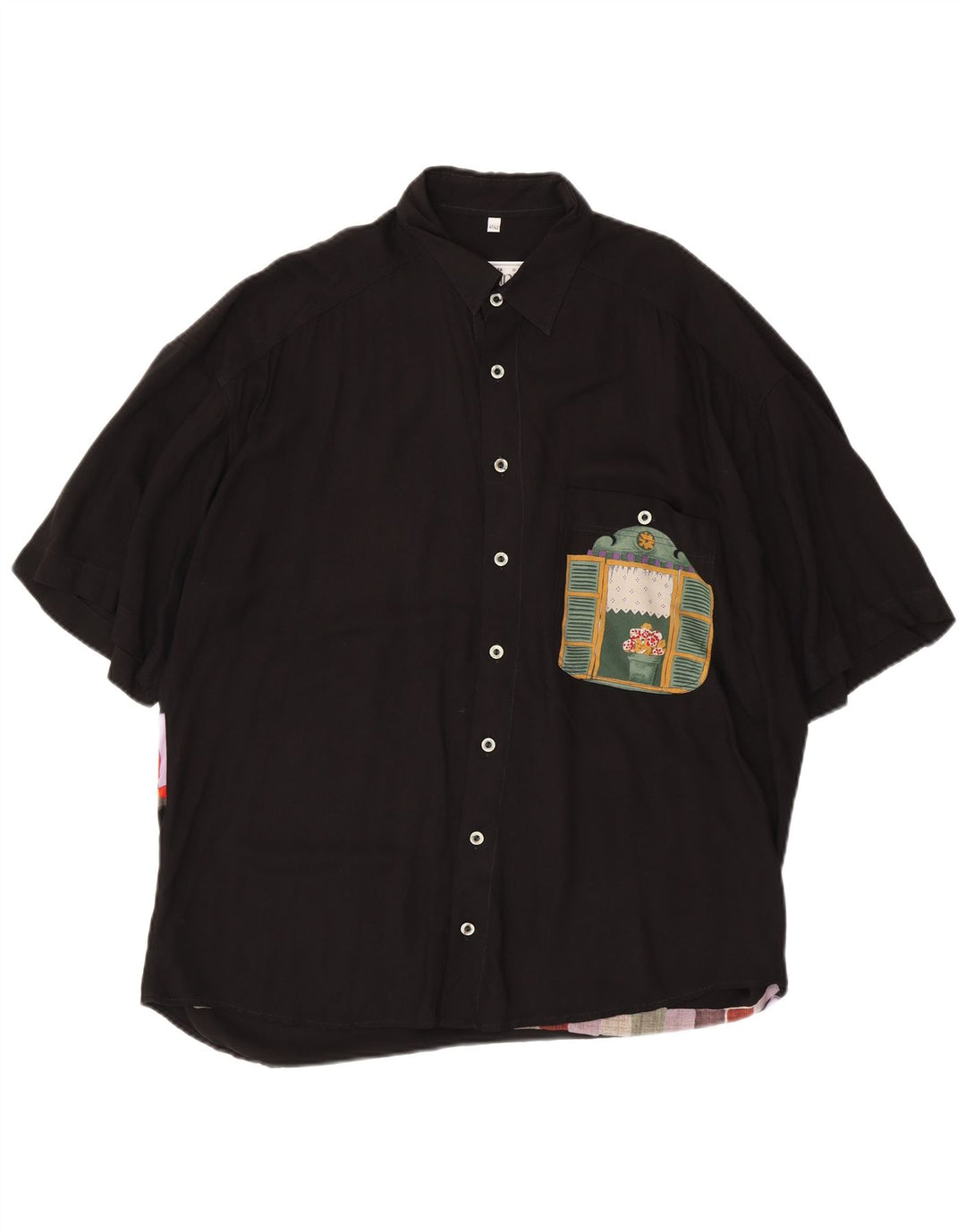 Cadini Camisa gráfica de manga corta para hombre Suze 41/42 Large Viscosa negra