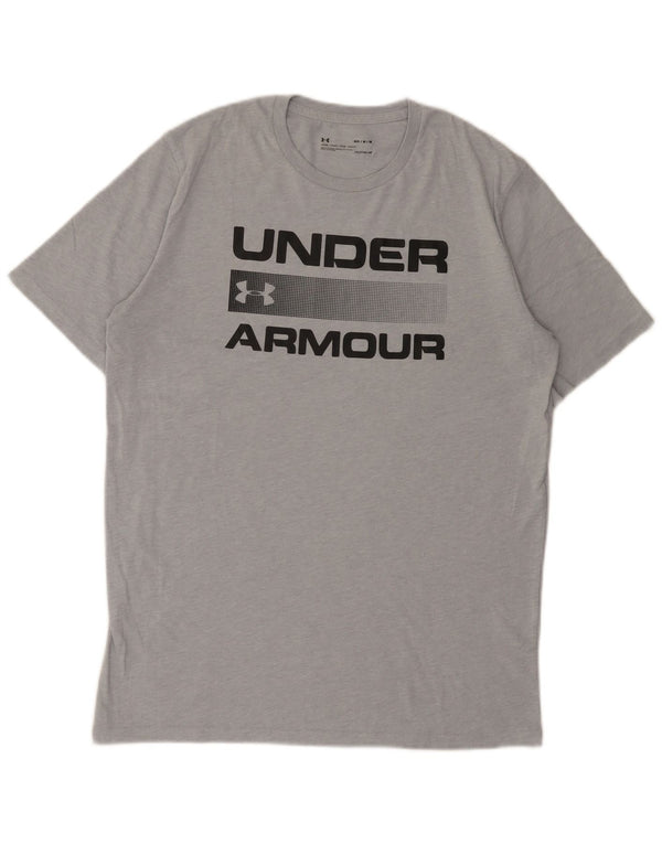 Camiseta Under Armour Heat Gear Graphic para hombre, parte superior de algodón moteado en gris medio