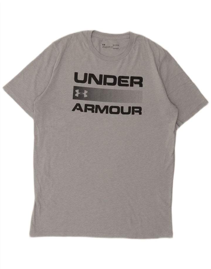 Camiseta Under Armour Heat Gear Graphic para hombre, parte superior de algodón moteado en gris medio