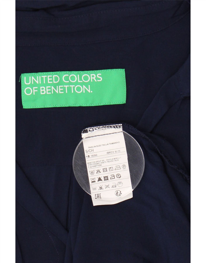 BENETTON Womens Oversized Shirt Blouse UK 10 Small Navy Blue Viscose Vintage Benetton and Second-Hand Benetton from Messina Hembry 