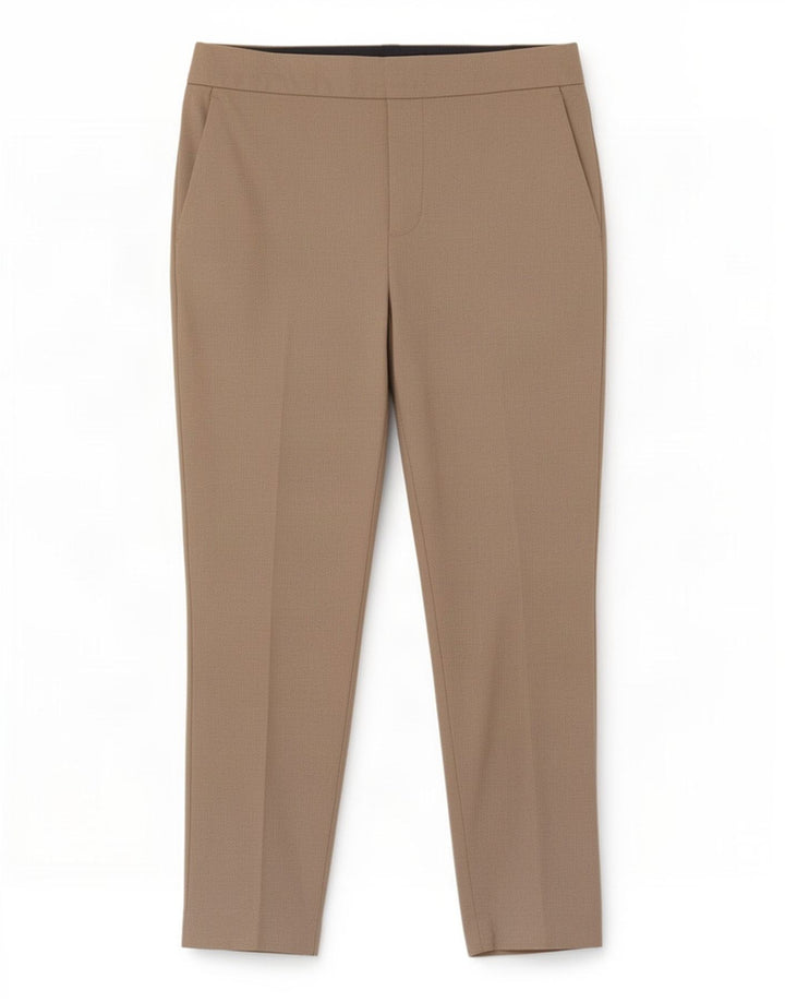 Zara Mujer Pantalón Traje Recto Mediano W28 L27 Poliéster Beige