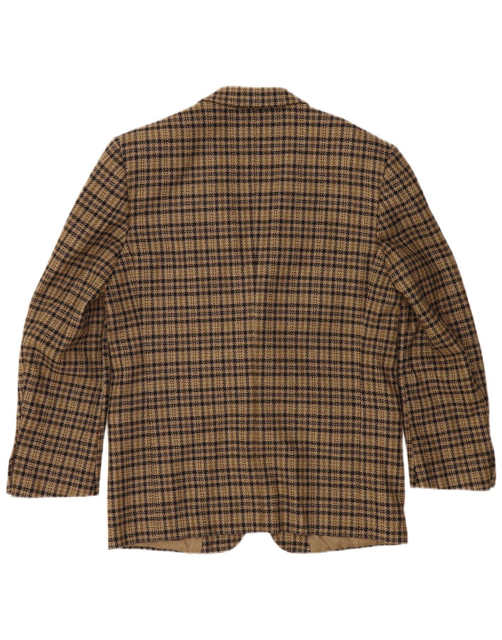 Luigi Botto Chaqueta tipo blazer de 2 botones para hombre UK 40 Large Lana de pata de gallo marrón