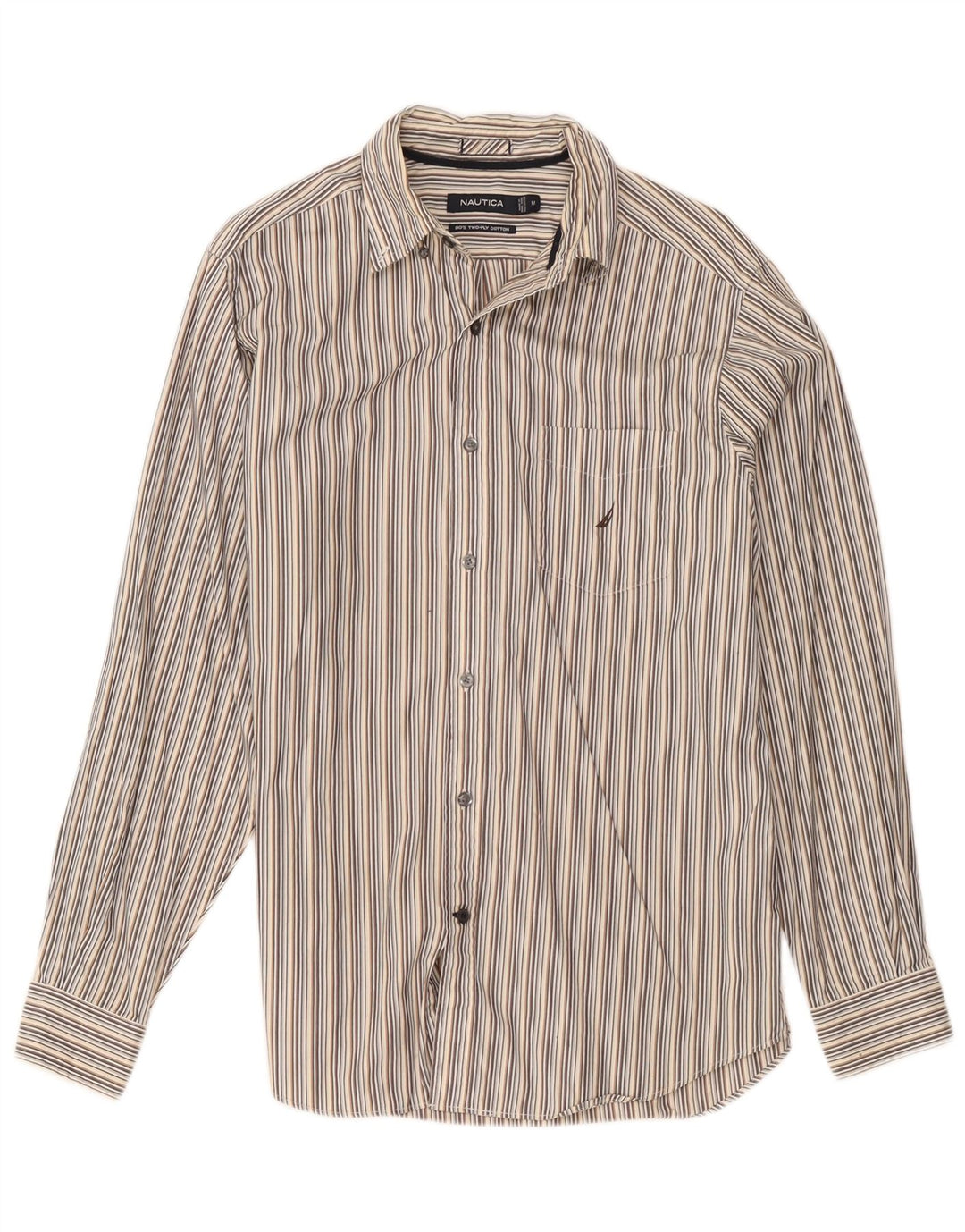 Camisa Nautica Hombre Algodón Rayas Gris Medio